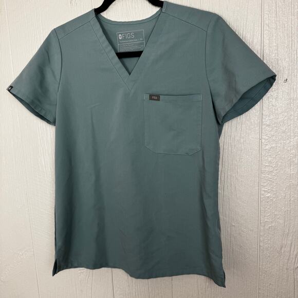 FIGS Catarina One Pocket Scrub Top in Seaglass Size XS Medical Hospital 3017 - Picture 3 of 8